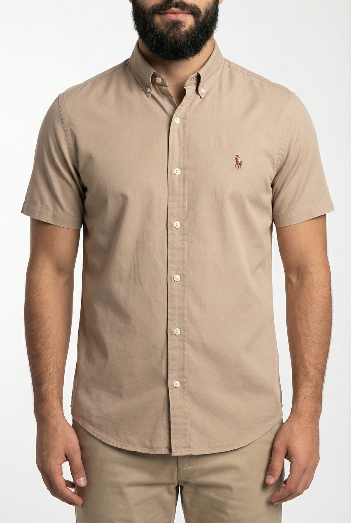 Camisa Social Manga Curta RL - Cáqui