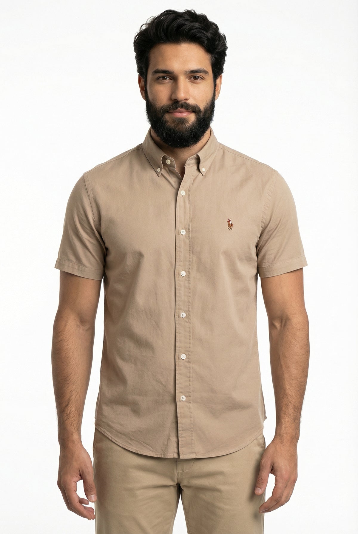 Camisa Social Manga Curta RL - Cáqui