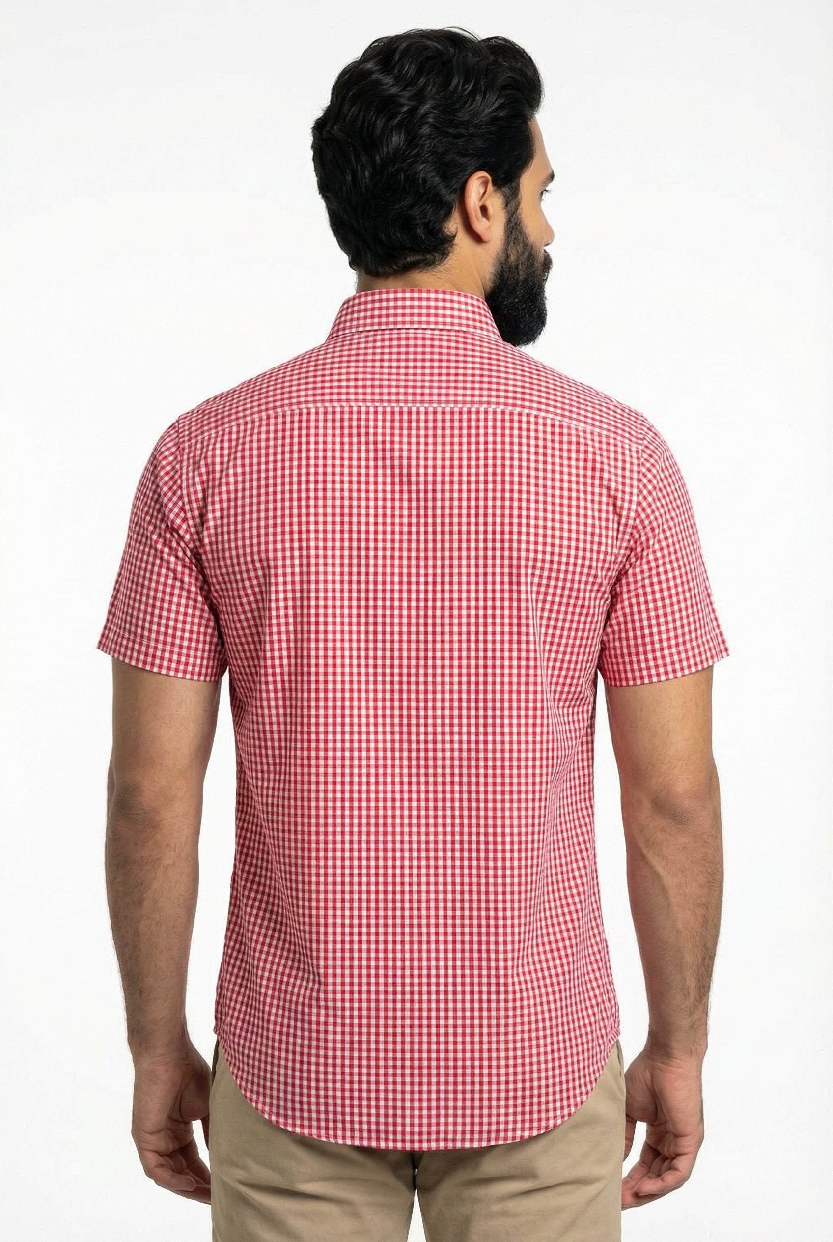 Camisa Social Manga Curta RL - Microxadrez Vermelha