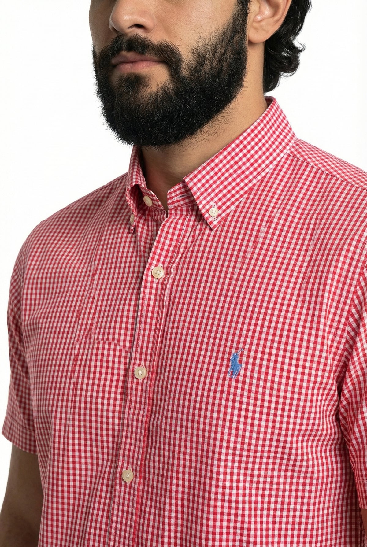 Camisa Social Manga Curta RL - Microxadrez Vermelha