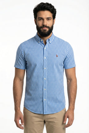 Camisa Manga Curta RL - Xadrez Azul | Verde