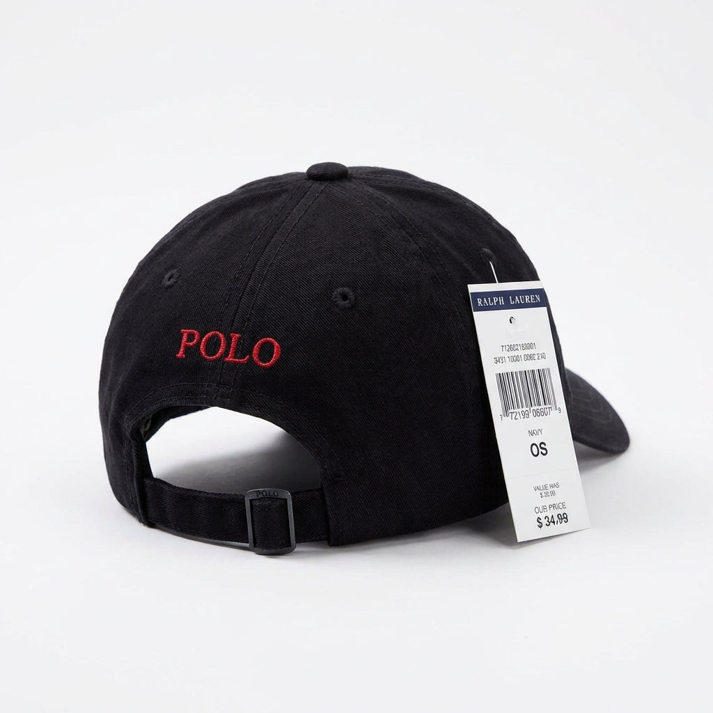 Boné Polo RL Classic - Preto Small Pony Vermelho