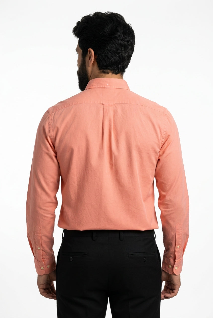 Camisa Social Lisa RL Manga Longa - Salmão Small Pony Verde