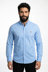 Camisa Social Lisa RL Manga Longa - Azul Bebê