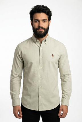 Camisa Social Lisa RL Manga Longa - Areia Small Pony Color