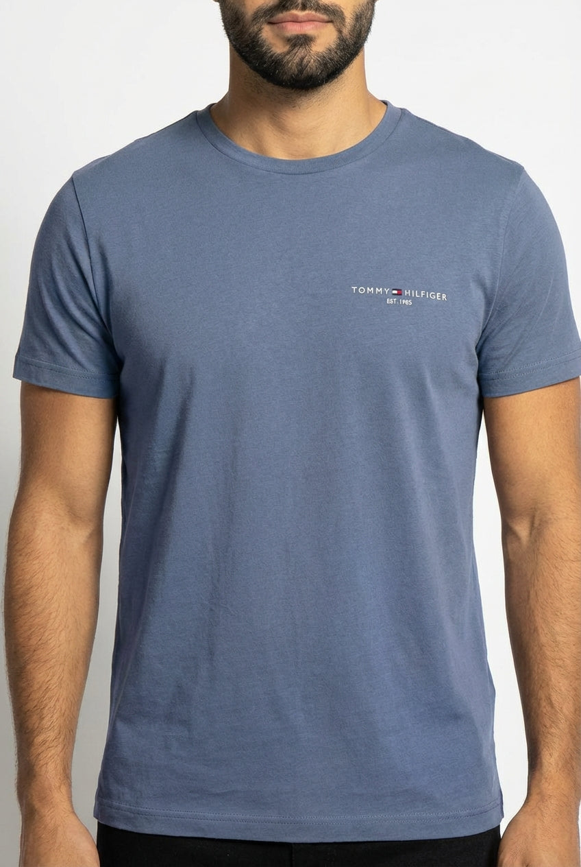 Camiseta TH Side Logo Flag Est. 1985 - Azul Acero