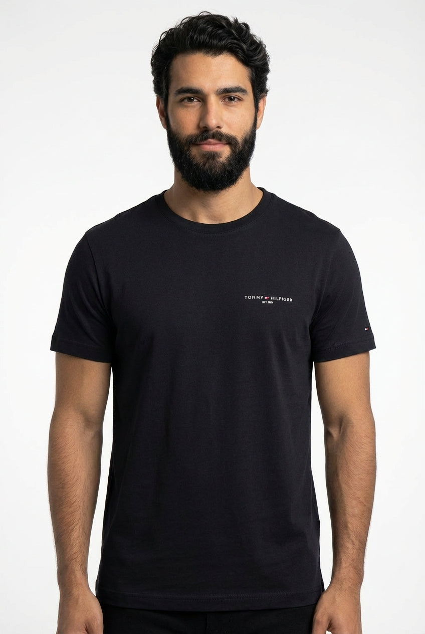 Camiseta TH Side Logo Flag Est. 1985 - Preta