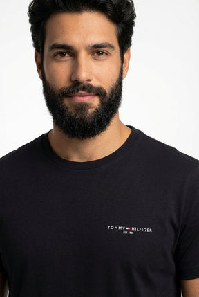 Camiseta TH Side Logo Flag Est. 1985 - Preta