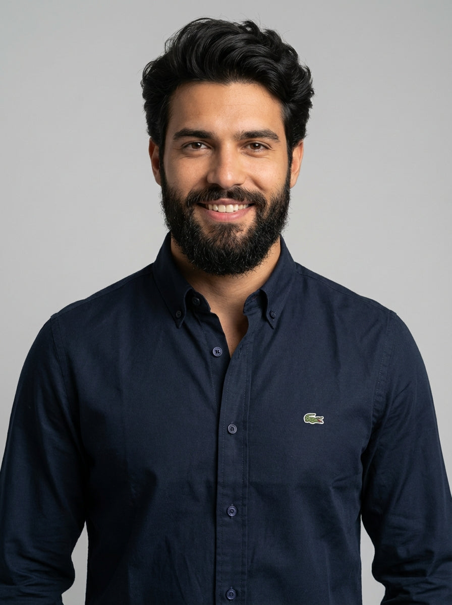 Camisa Social LCT Signature Manga Longa - Azul Marinho