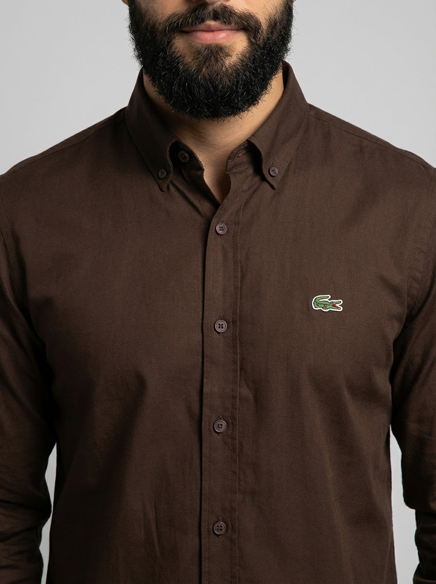 Camisa Social LCT Signature Manga Longa - Marrom