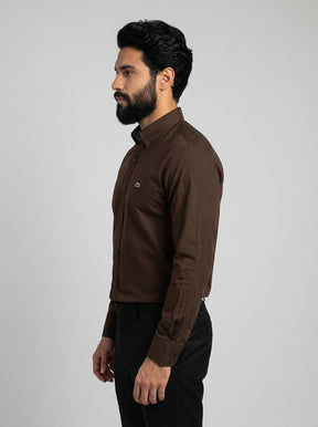 Camisa Social LCT Signature Manga Longa - Marrom