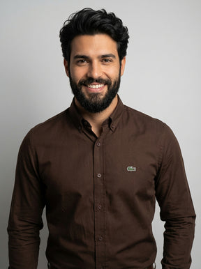 Camisa Social LCT Signature Manga Longa - Marrom