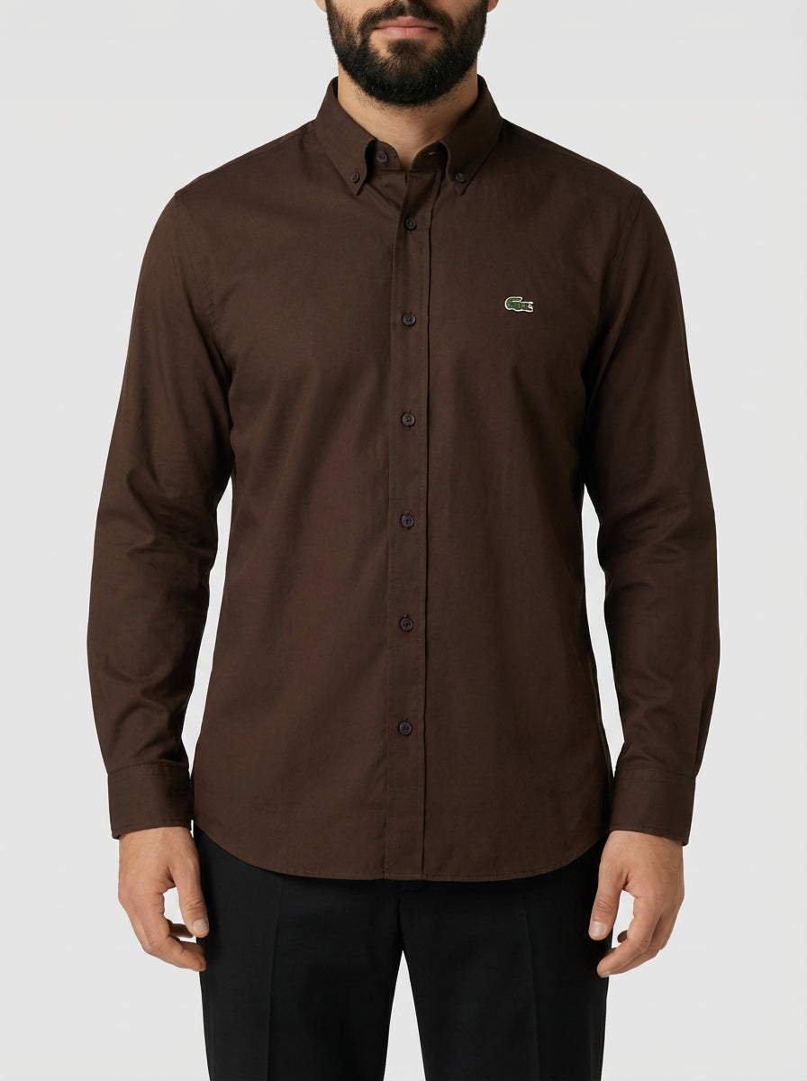 Camisa Social LCT Signature Manga Longa - Marrom