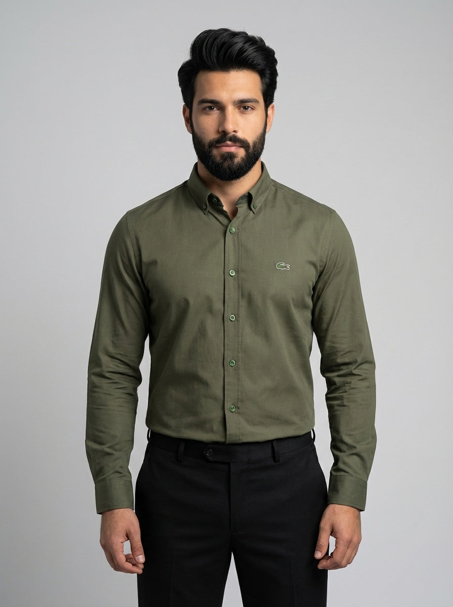 Camisa Social LCT Signature Manga Longa - Verde Army