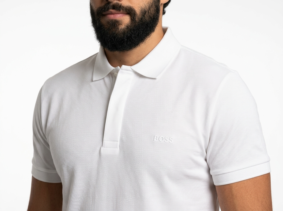 Camisa Gola Polo Boss - Off White