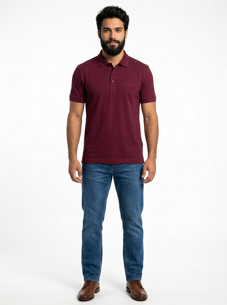 Camisa Gola Polo Boss | Boss Monochrome - Bordô
