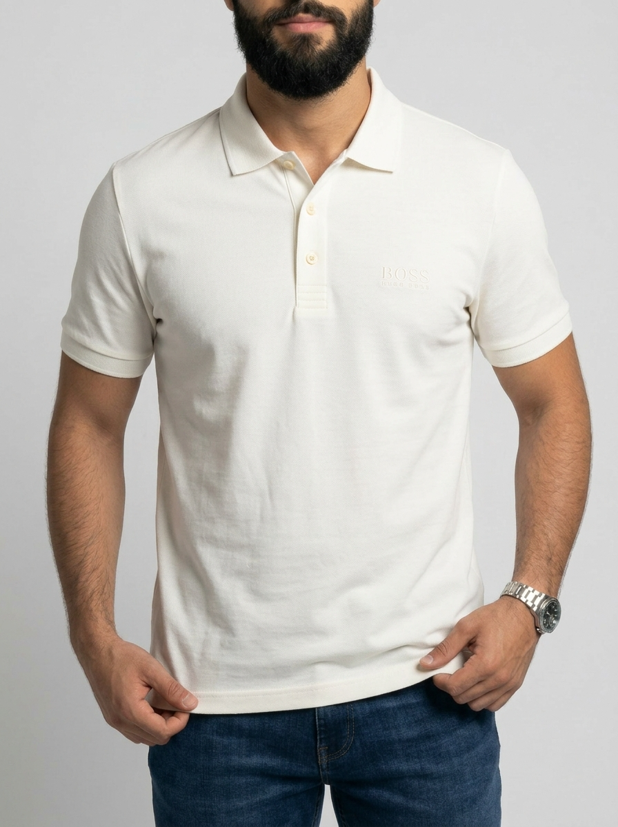 Camisa Gola Polo Boss | Boss Monochrome - Off White
