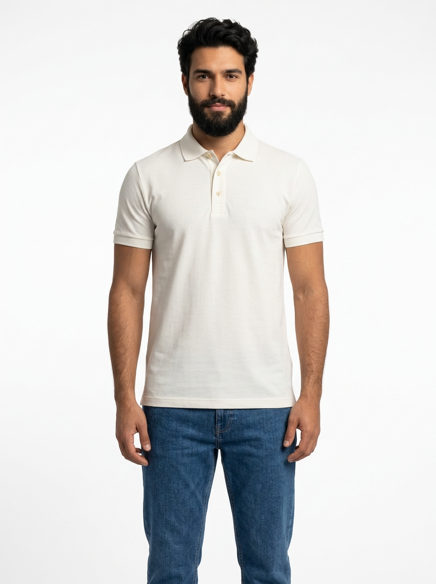 Camisa Gola Polo Boss | Boss Monochrome - Off White