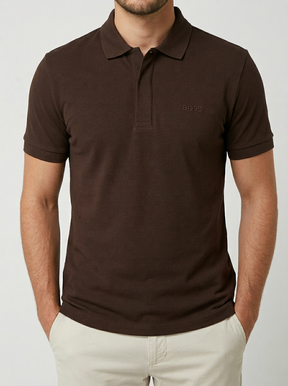 Camisa Gola Polo Boss - Marrom