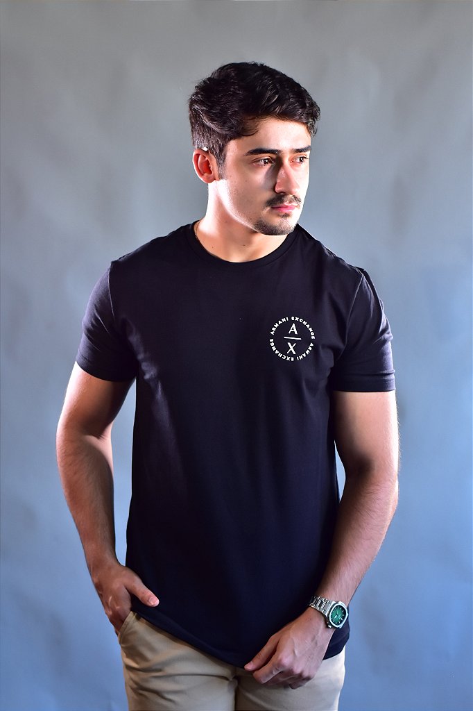 Camiseta  A|X  Logo Round Division - Preta