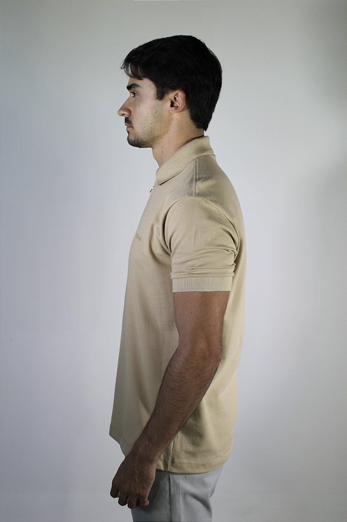 Camisa Gola Polo Boss Front Zipper - Cáqui
