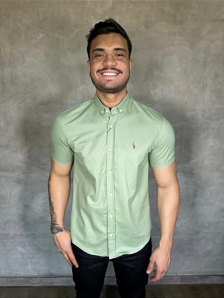 Camisa Social Manga Curta RL - Verde Folha