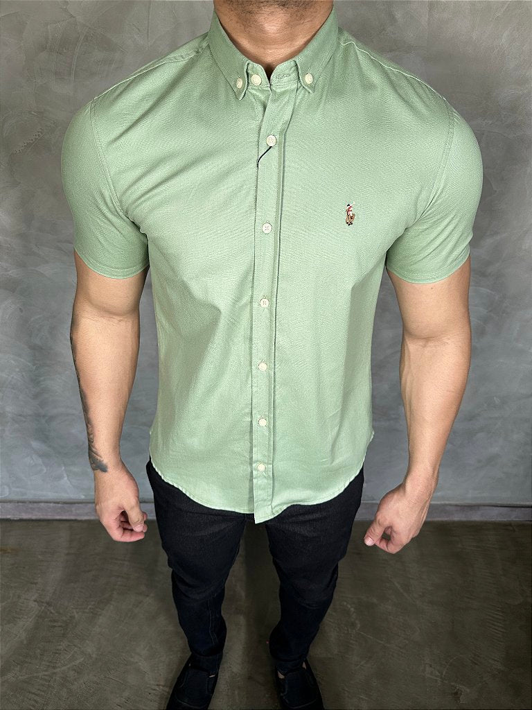 Camisa Social Manga Curta RL - Verde Folha