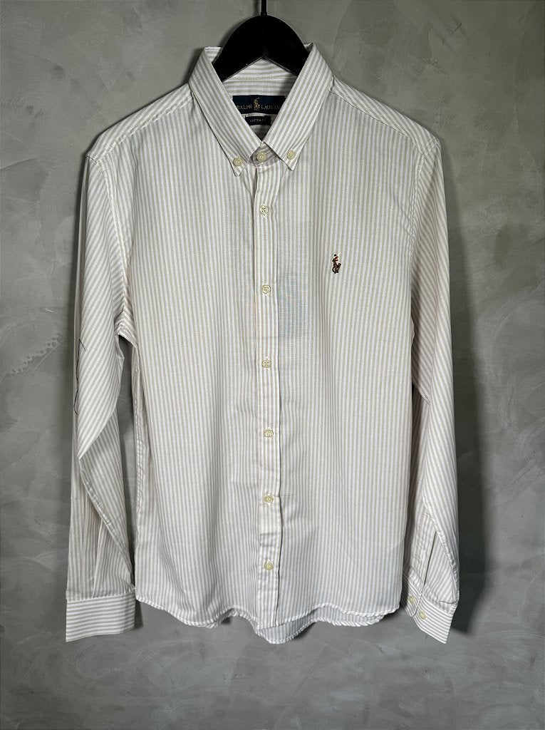 Camisa Social Listrada RL Manga Longa - Palha