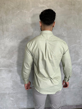 Camisa Social Lisa RL Manga Longa - Verde Acinzentado