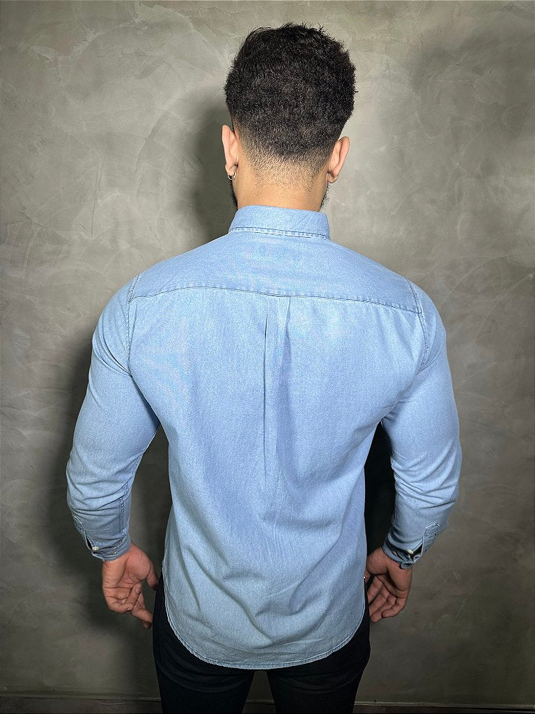 Camisa Social RL Manga Longa - Jeans Claro