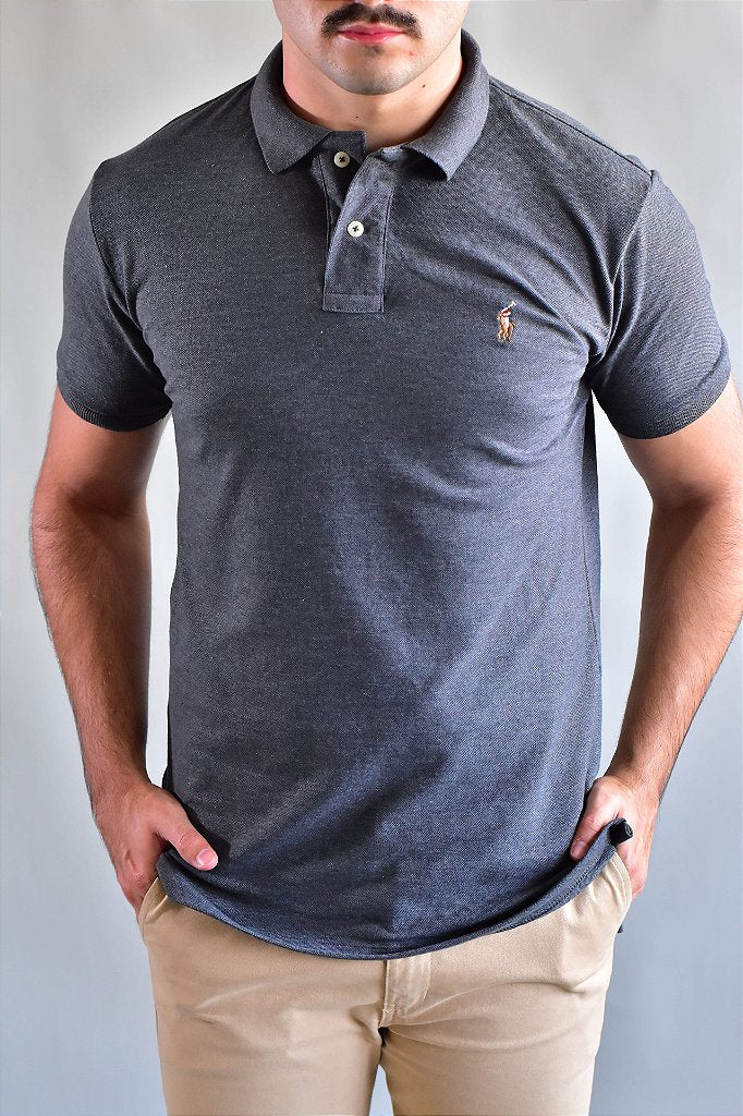 Camisa Gola Polo RL Small Pony Color - Chumbo