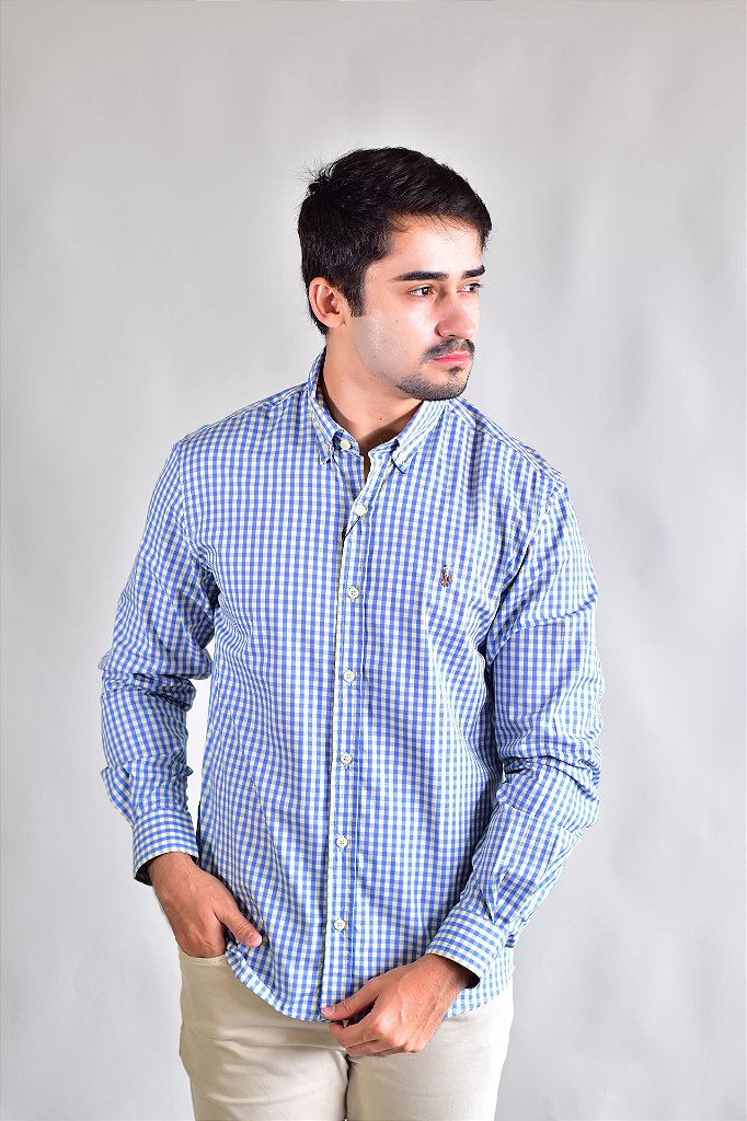Camisa RL Manga Longa - Xadrez Azul | Amarelo