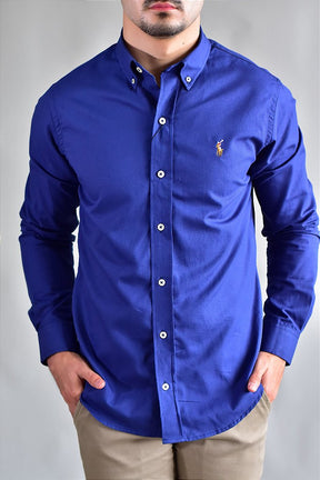 Camisa Social Lisa RL Manga Longa - Azul Marinho