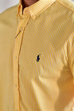 Camisa Social Manga Curta RL - Microxadrez Amarela