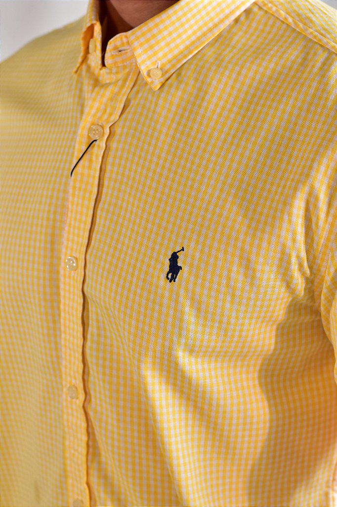Camisa Social Manga Curta RL - Microxadrez Amarela