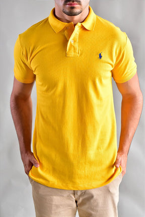 Camisa Gola Polo RL - Amarela Small Pony Azul