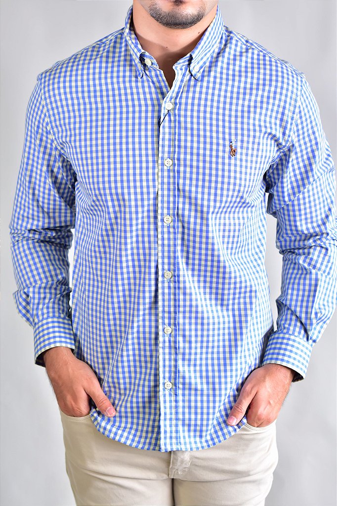 Camisa RL Manga Longa - Xadrez Azul | Amarelo