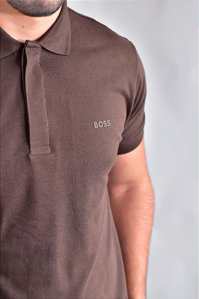 Camisa Gola Polo Boss - Marrom