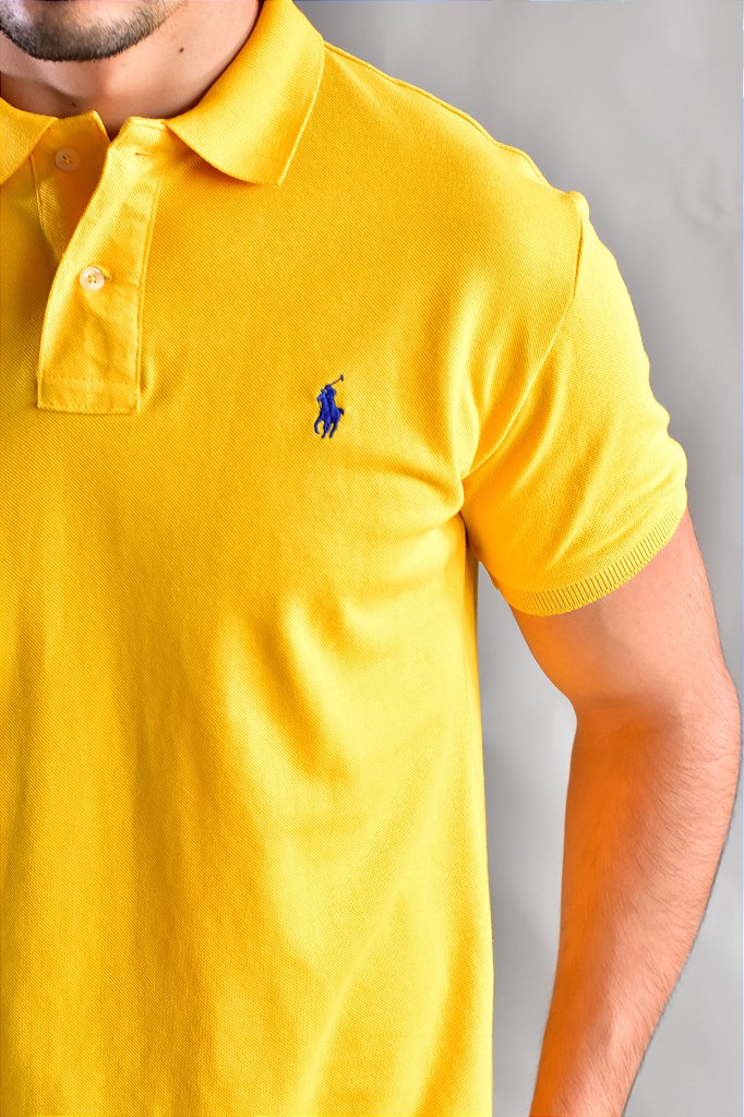 Camisa Gola Polo RL - Amarela Small Pony Azul