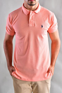Camisa Gola Polo RL - Salmão Small Pony Azul Marinho