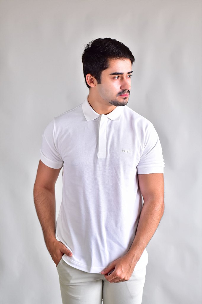 Camisa Gola Polo Boss - Off White
