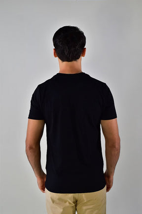 Camiseta AX Round Orange Logo - Preta