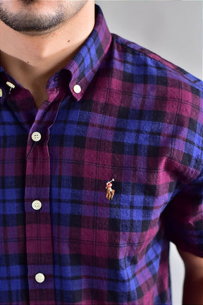 Camisa Manga Curta RL - Xadrez Clássico Ameixa