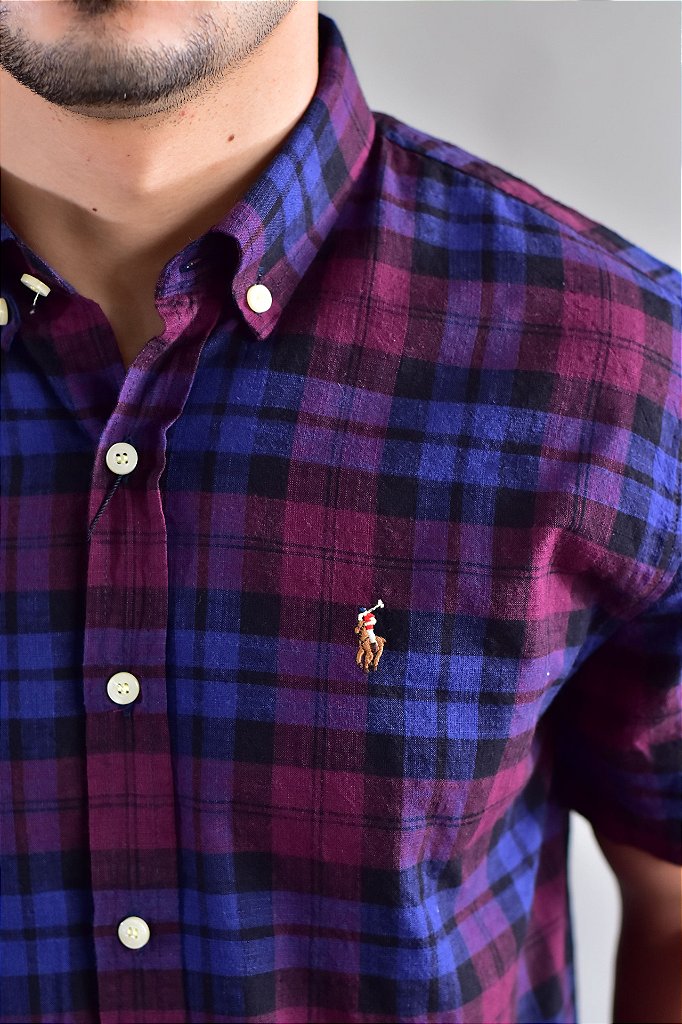 Camisa Manga Curta RL - Xadrez Clássico Ameixa