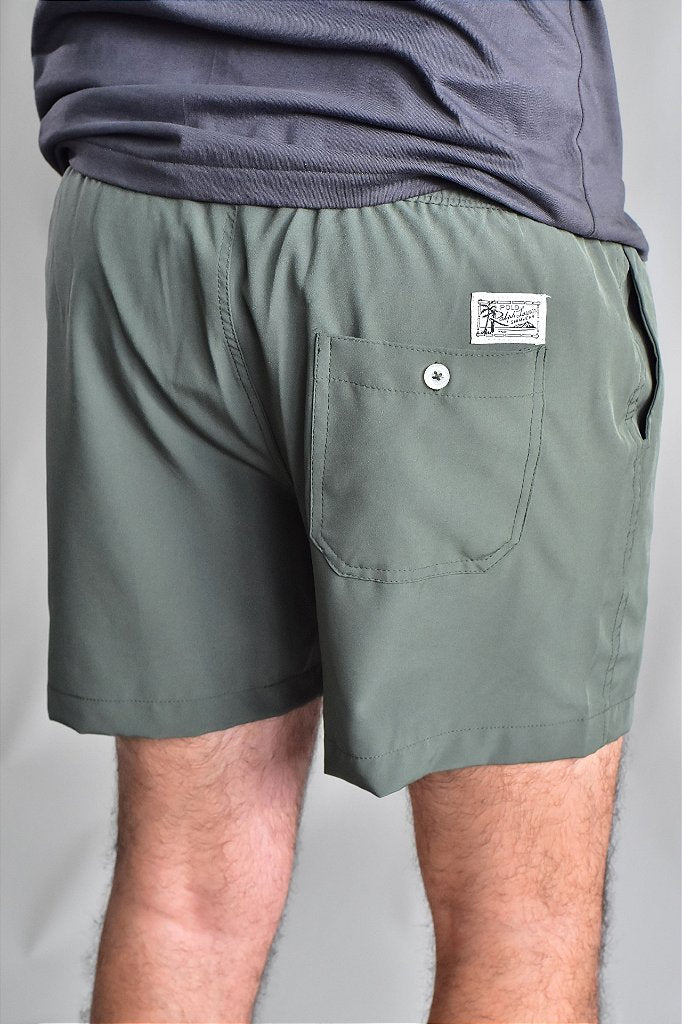 Short Beach Praia RL - Verde Musgo Detalhes em Azul Royal