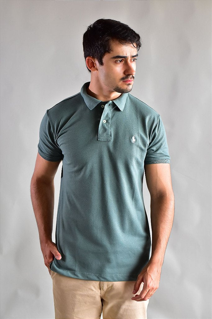 Camisa Gola Polo RL - Verde Aspargo Small Pony Branco