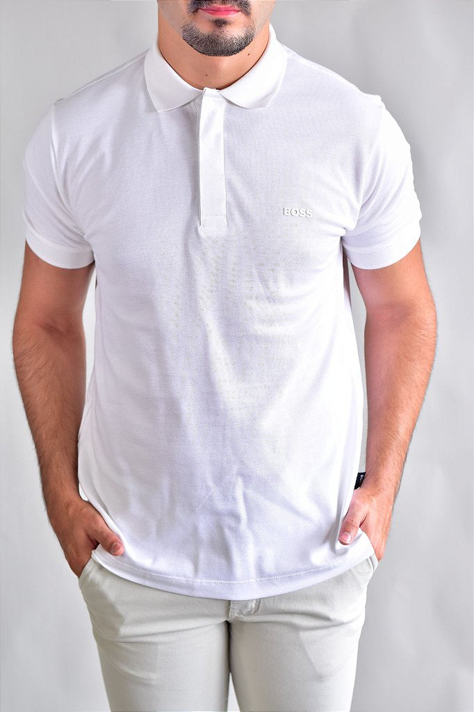 Camisa Gola Polo Boss - Off White