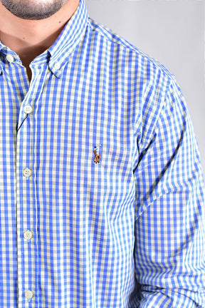 Camisa RL Manga Longa - Xadrez Azul | Amarelo