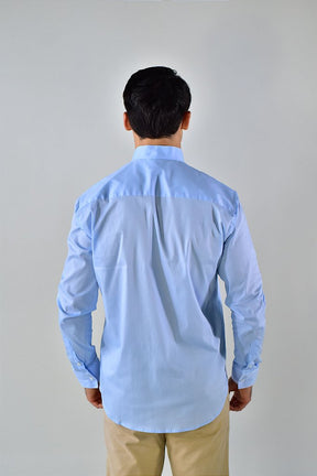 Camisa Social Manga Longa Boss Gola Padre - Azul Bebê