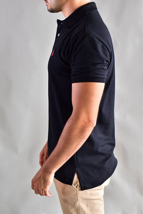 Camisa Gola Polo RL - Preta Small Pony Vermelho